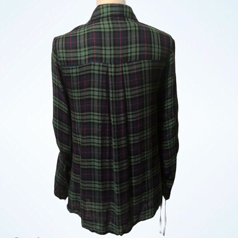 Entro Plaid Button Down Shirt Drawstring Sleeve S… - image 2